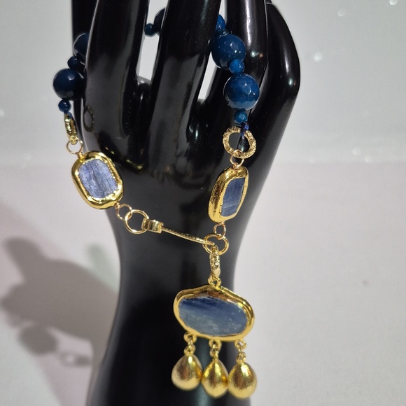 Jewelry - Blue Agate/Blue Kyanite gold plated Bracelet